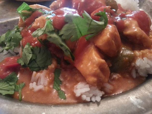 Butter Chicken, Cilantro, Hot Sauce